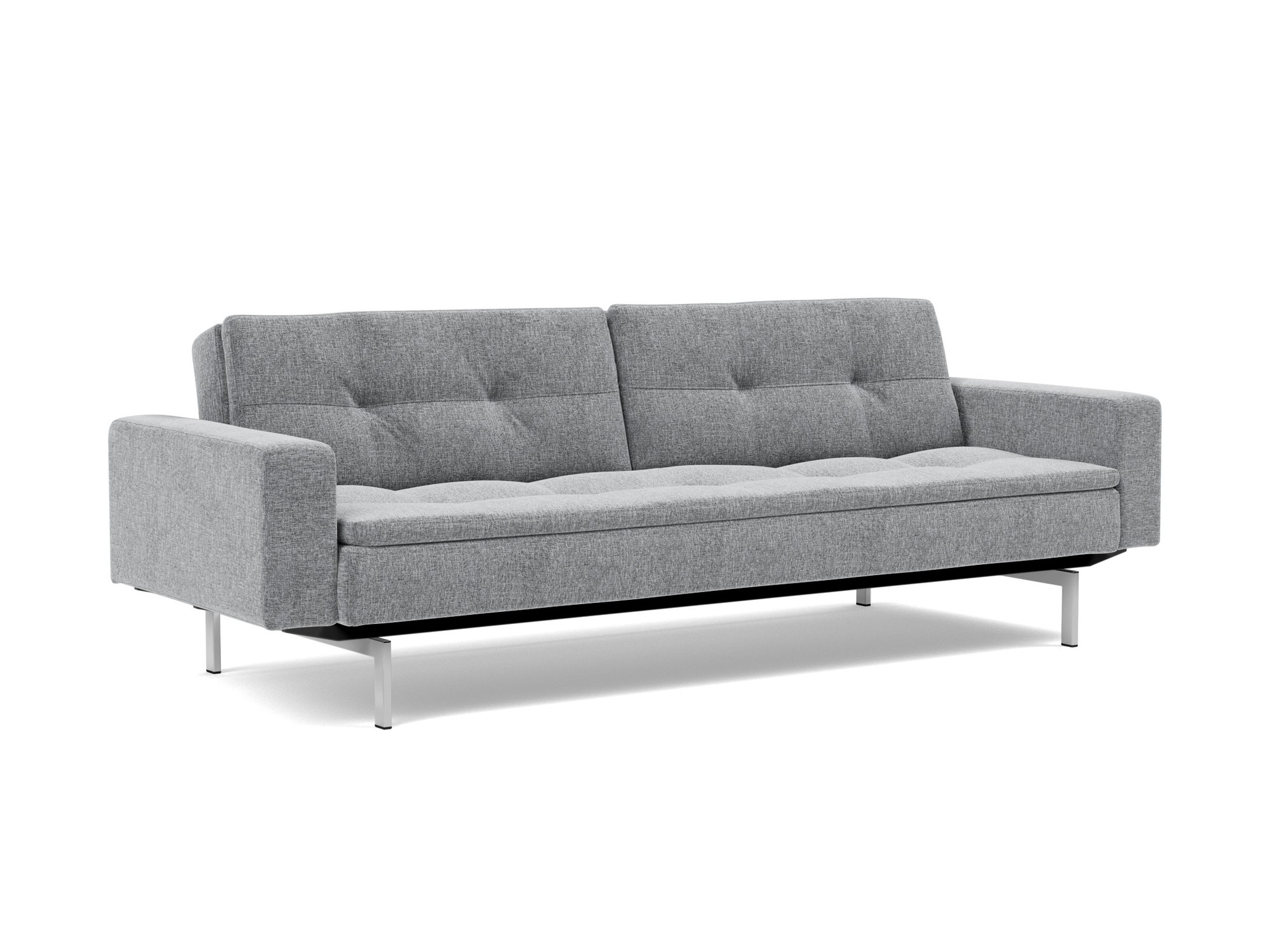 Schlafsofa Dublexo mit Armlehnen Strukturierter Stoff Twist 565-Granite Beine Chrom