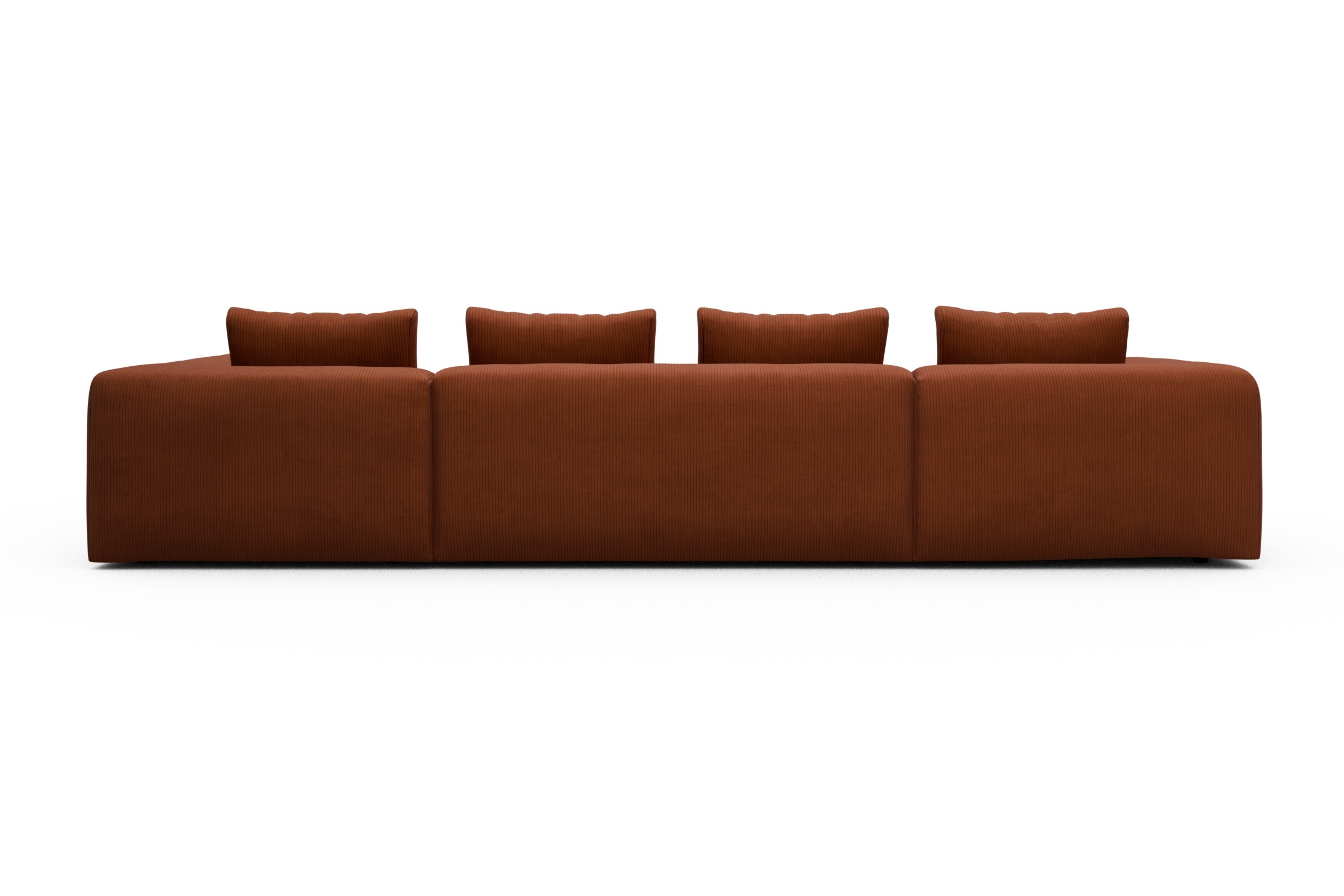 Wohnlandschaft Fred Relax-Ecke rechts mit 2-Sitzer und Chaiselongue links Corduroy-Burnt-Orange