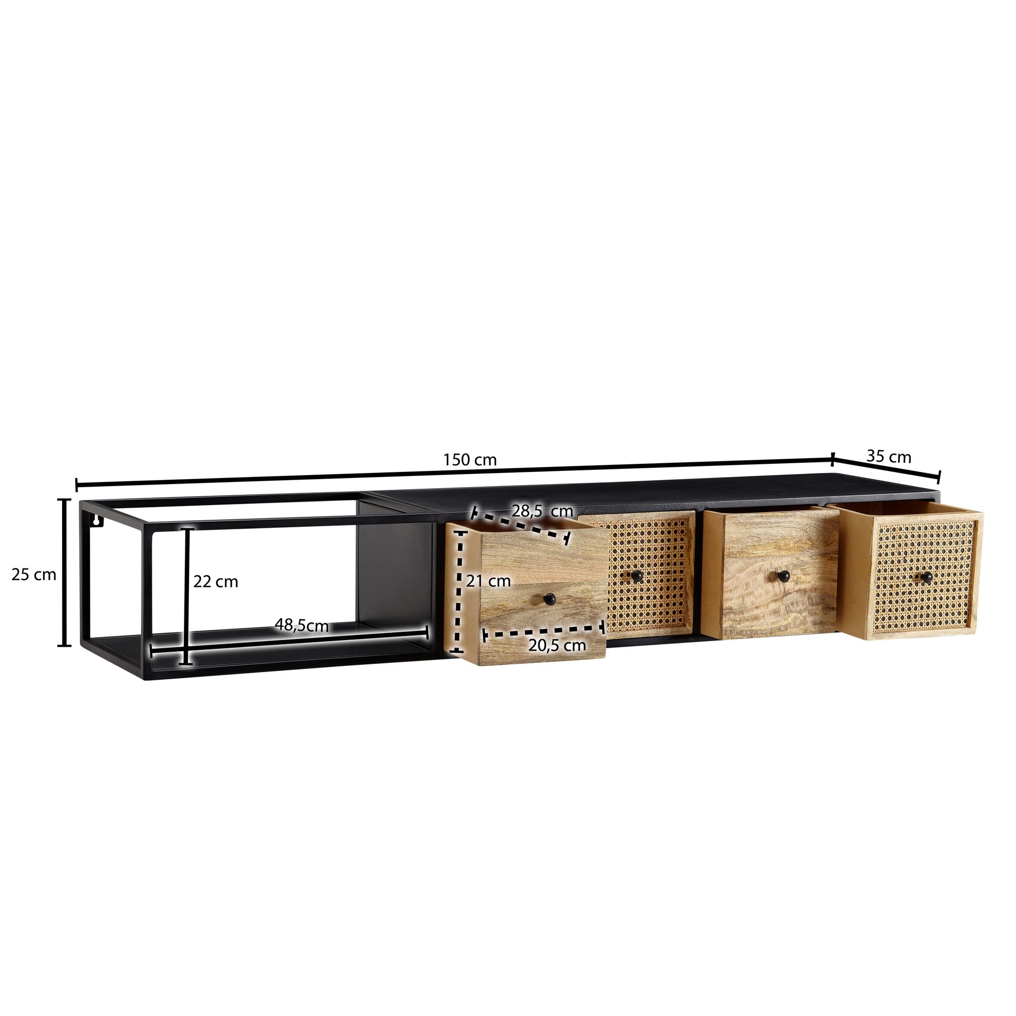 TV-Board Sigluvik Schwarz 150 × 35 × 25 cm
