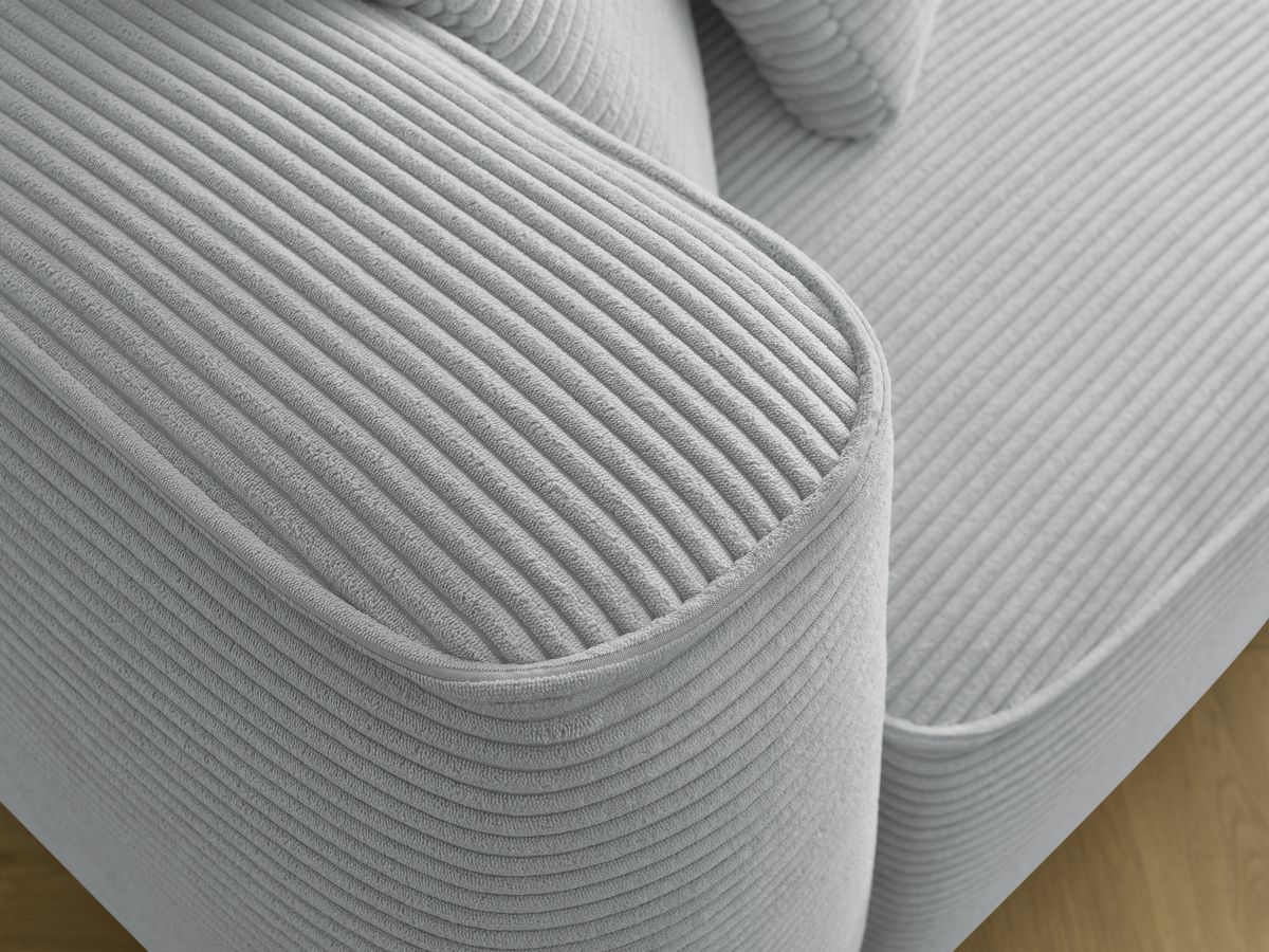 Bobochic Leopold Sofa 4-Sitzer mit Pouf Cordsamt Hellgrau Armlehne links