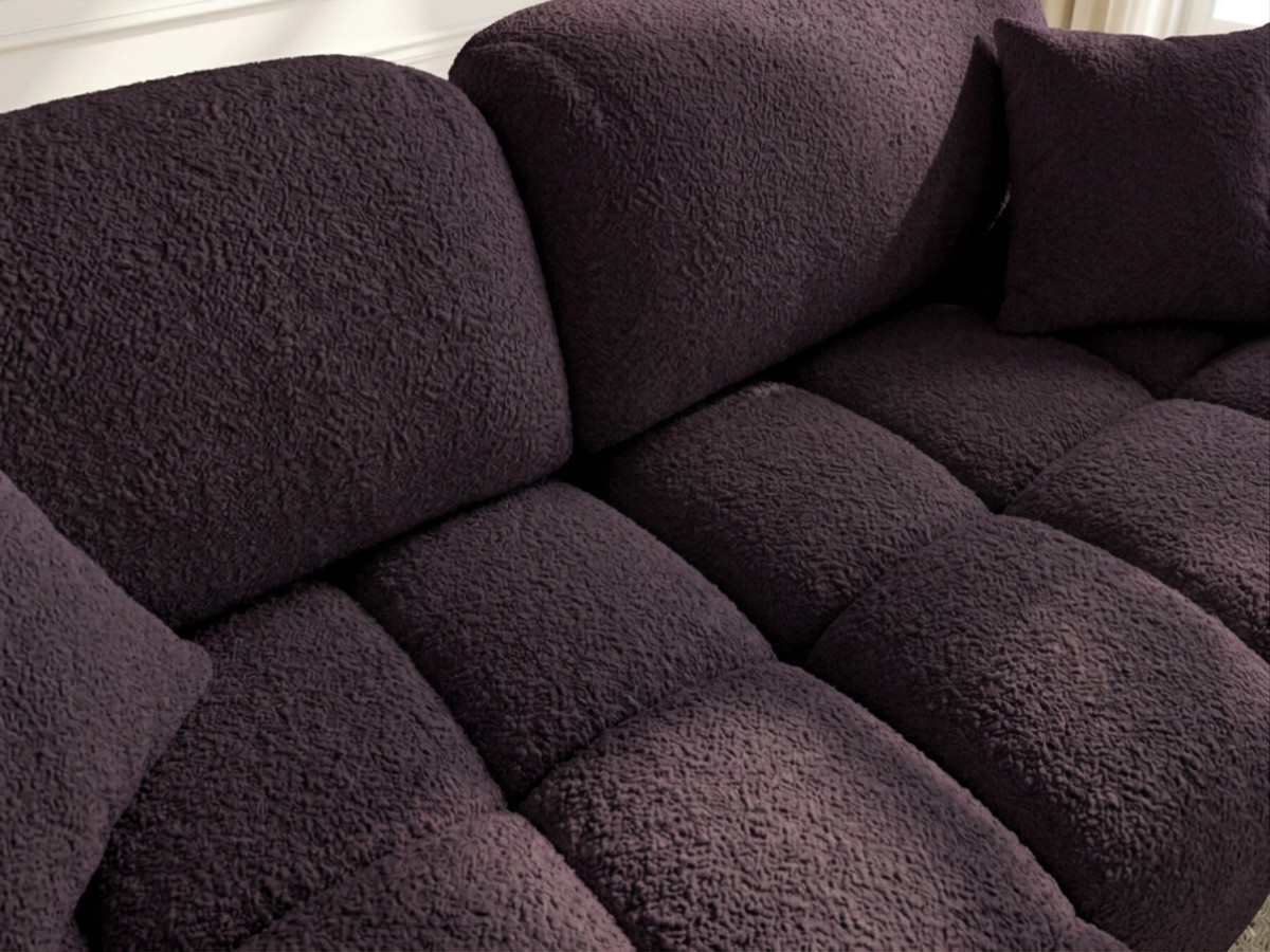 Bobochic Madison Ecksofa mit Schlaffunktion und Bettkasten Stoff Violett