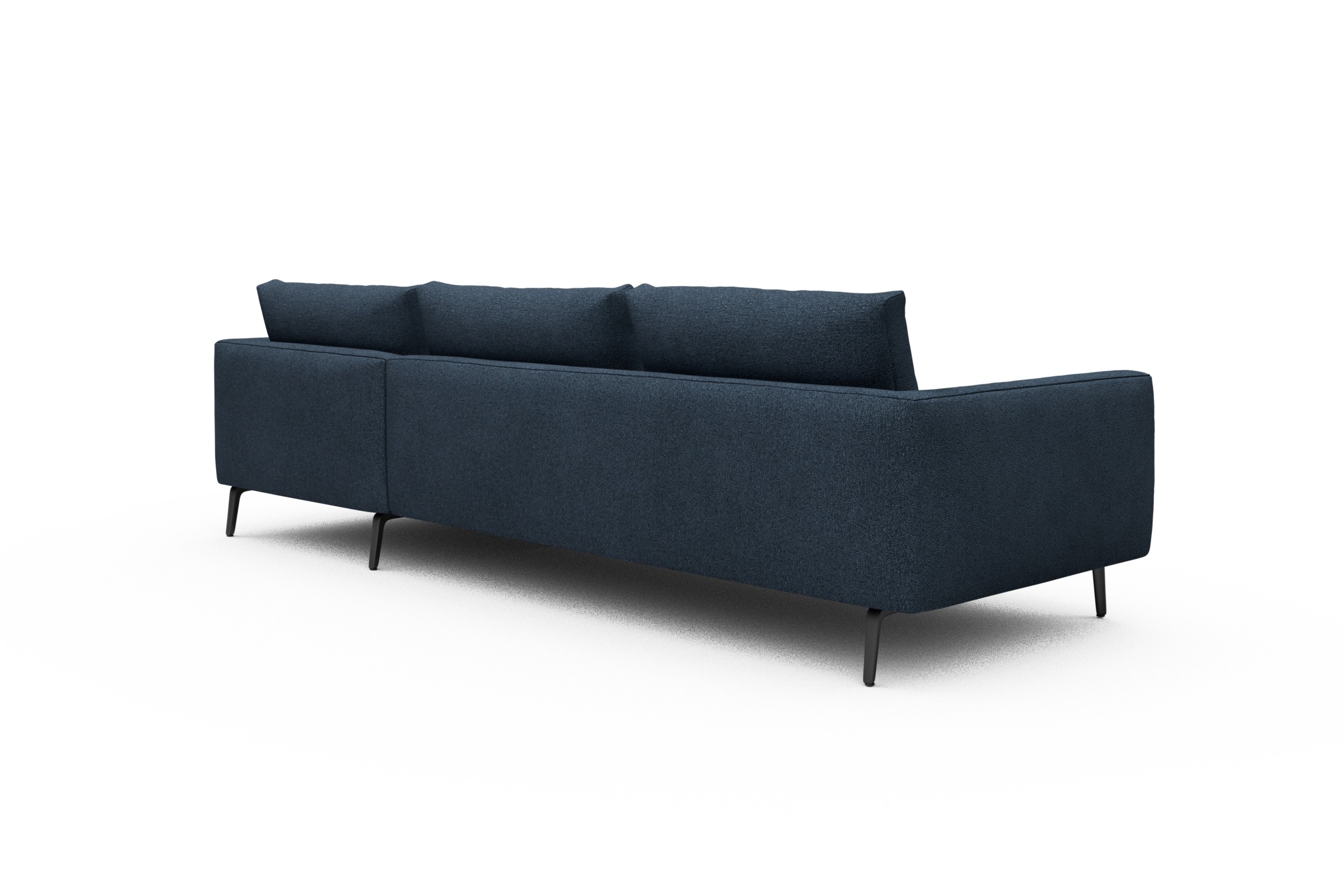 Ecksofa Karl Chaiselongue rechts mit 2,5-Sitzer Boucle-Blue