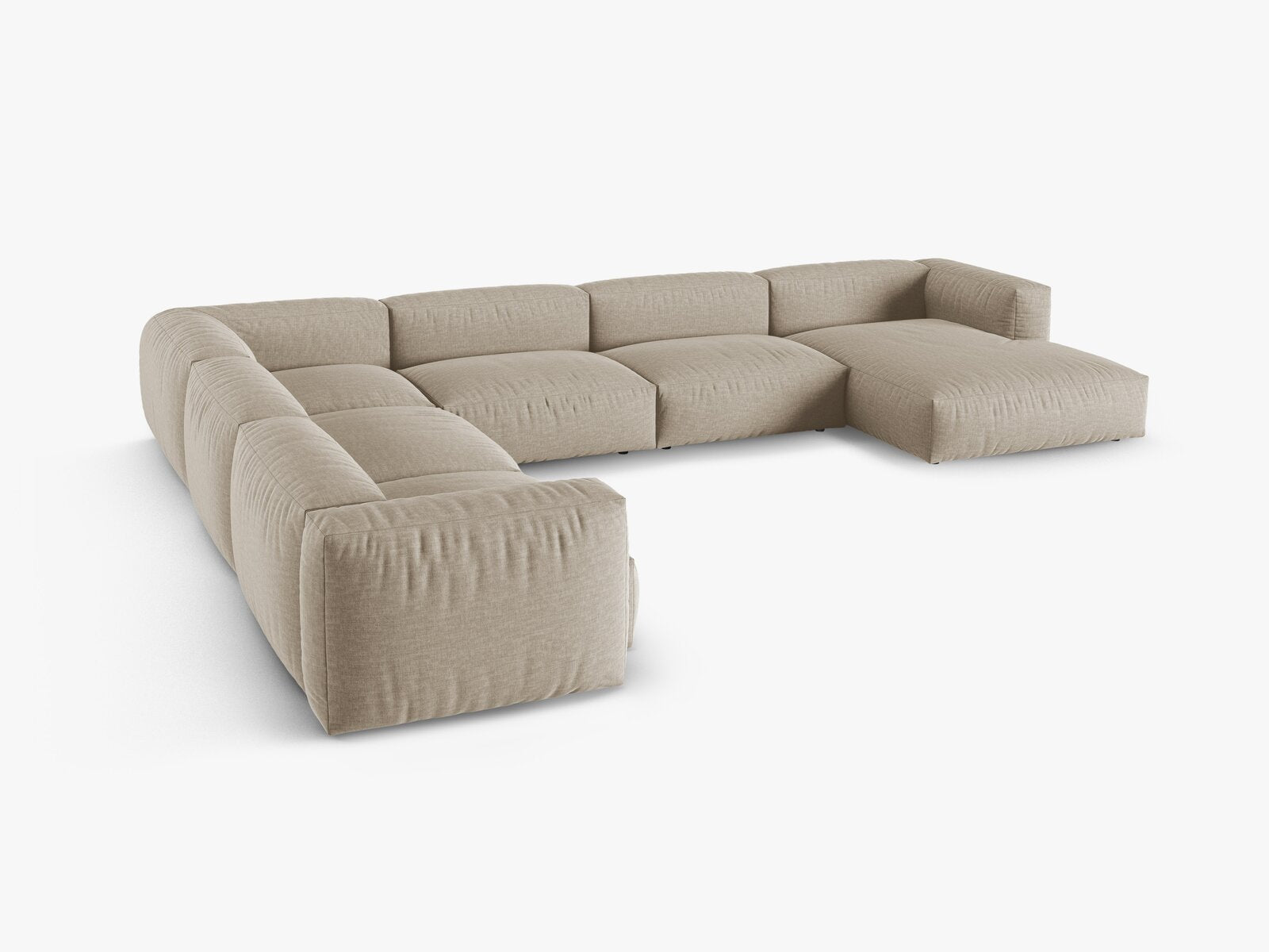 Micadoni modulares Ecksofa XL Martina 6-Sitzer 90cm Sitztiefe Links Strukturierter Stoff Boston Helles Beige