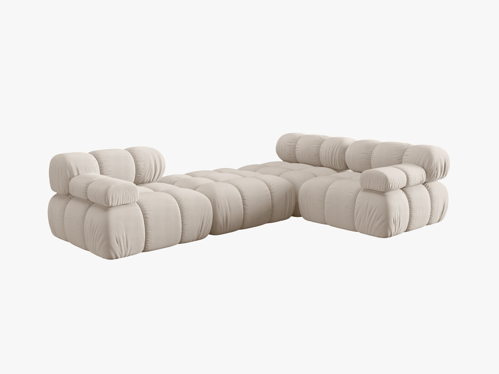Micadoni Modulares Sofa Bellis 4-Sitzer mit flachem Modul 3D-Stoff Sonic Helles Beige