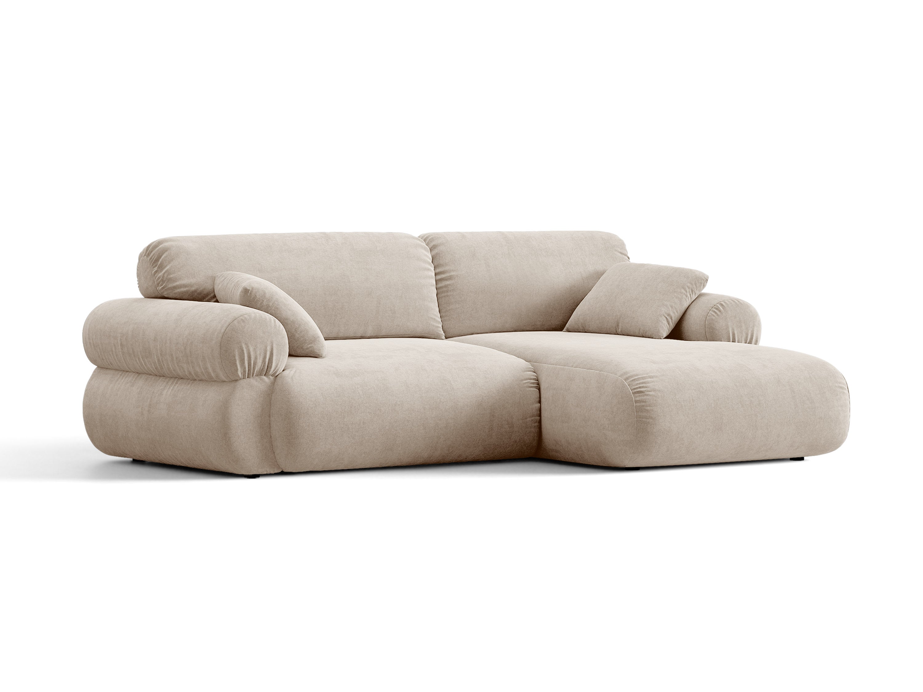 Micadoni Ophelia Ecksofa 4-Sitzer Strukturierter Stoff Liberty Beige Rechts