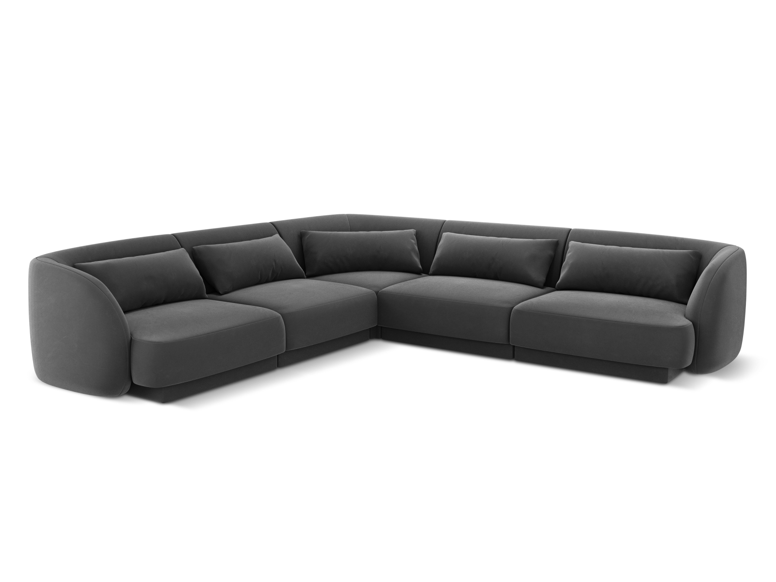 Cosmopolitan Design Wendbares Ecksofa Tulum 5-Sitzer Samt Bluvel Grau
