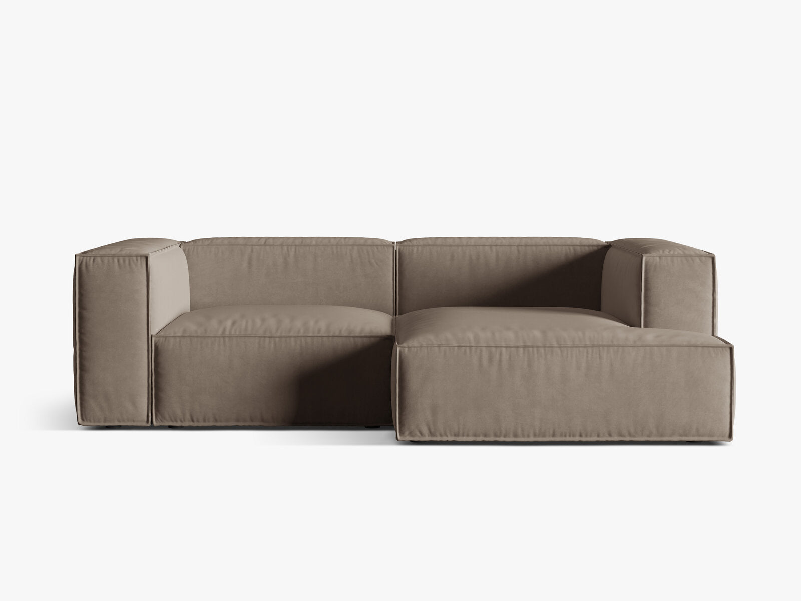 Micadoni Ecksofa Nuria 3-Sitzer Rechts Samt Warmes Grau