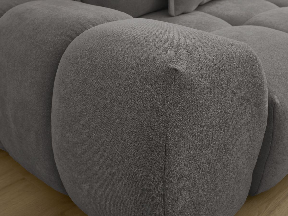 Bobochic Everest Schlafsofa 3-Sitzer mit Bettkasten und Pouf, 5 Kissen Strukturstoff Dunkelgrau