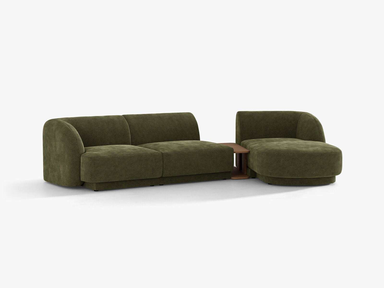 Micadoni Modulares Sofa Miley mit Recamiere 3-Sitzer Rechts Chenille Eden Grün