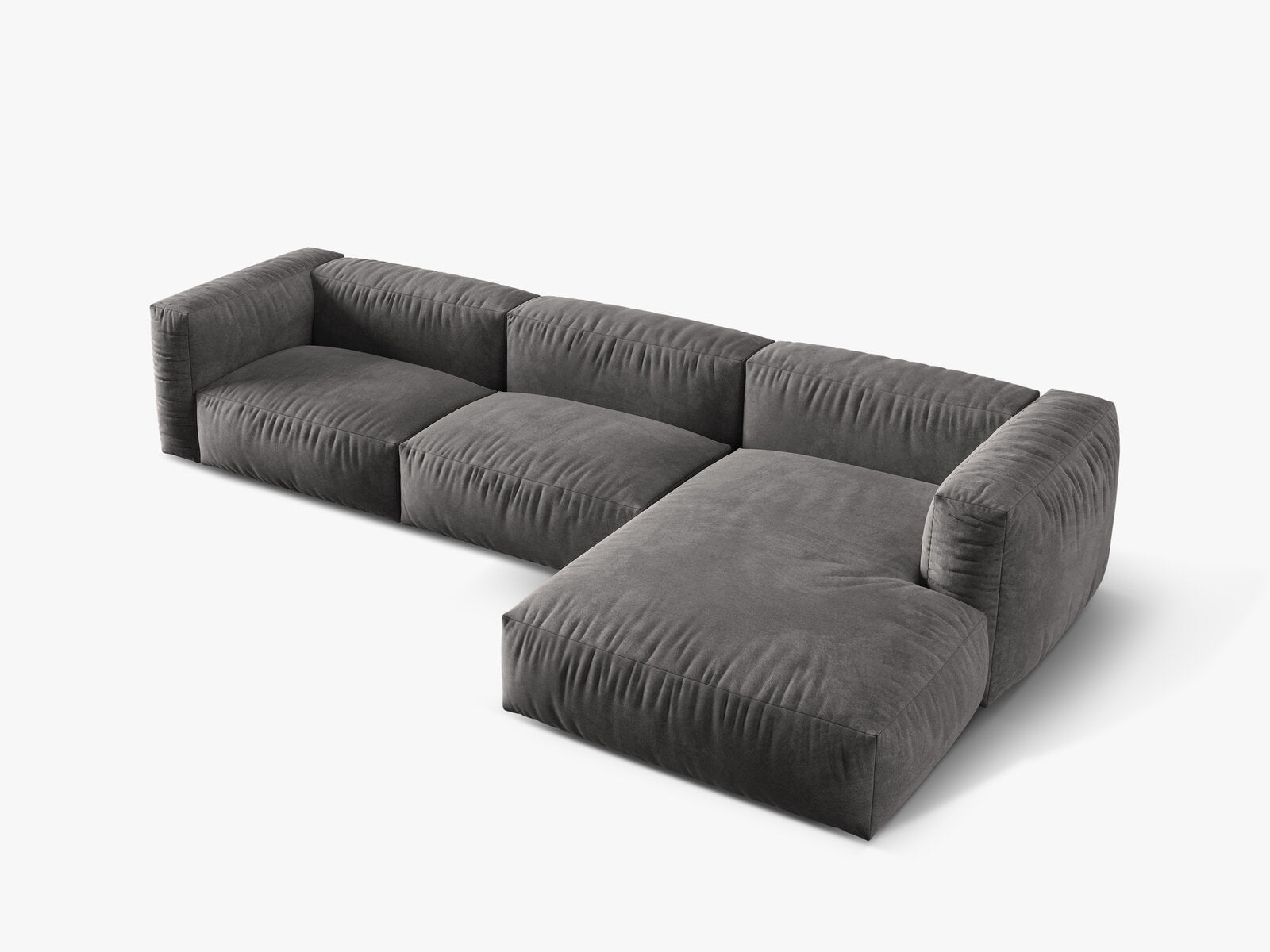 Micadoni Ecksofa Martina 3-Sitzer Rechts Samt Vogue Grau