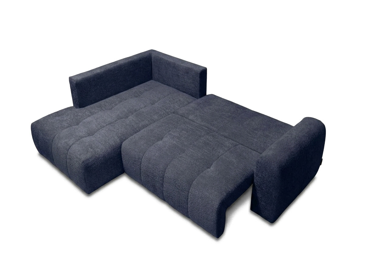 Bobochic Roxelane Ecksofa mit Schlaffunktion und Bettkasten Bouclé-Stoff Dunkelblau Ecke links