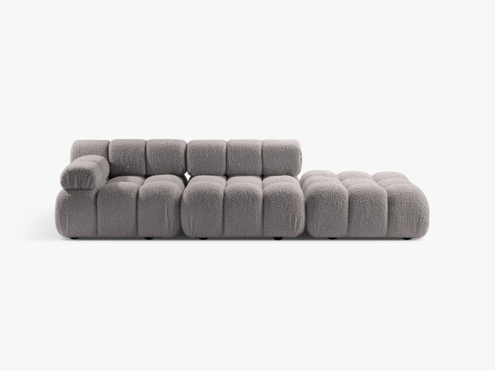 Micadoni Modulares Sofa Bellis 4-Sitzer Rechts Boucle Rolf Hellgrau