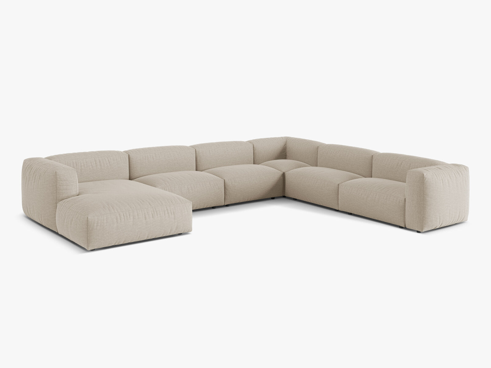 Micadoni modulares Ecksofa XL Martina 6-Sitzer Rechts Strukturierter Stoff Boston Helles Beige