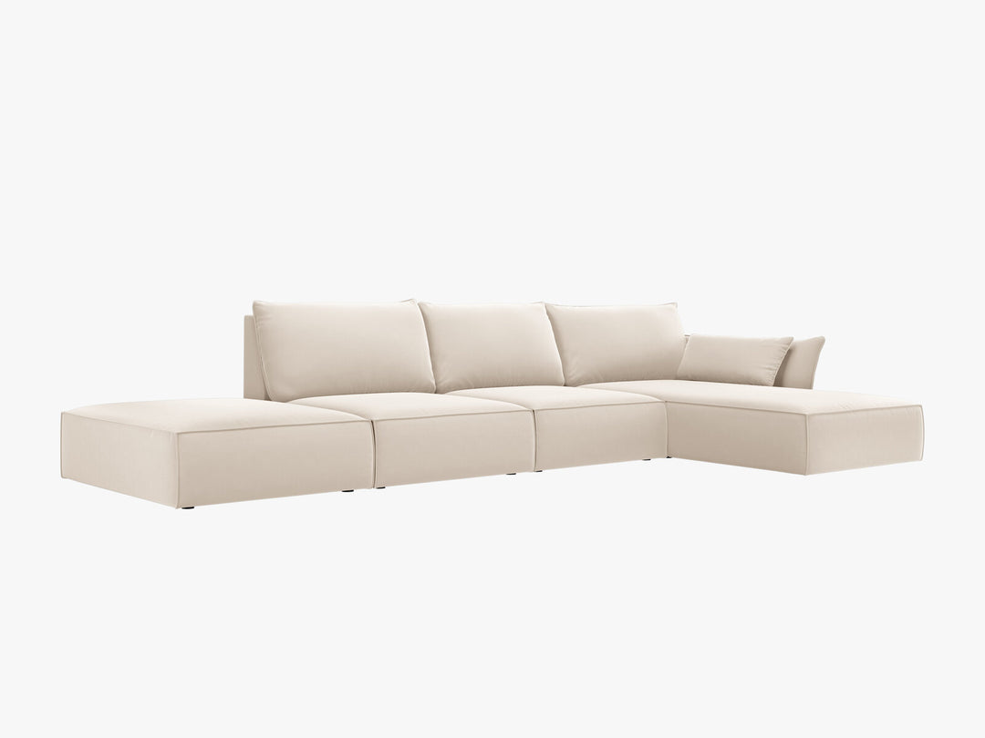 Micadoni Ecksofa Kaelle 5-Sitzer Rechts Samt Bluvel Helles Beige