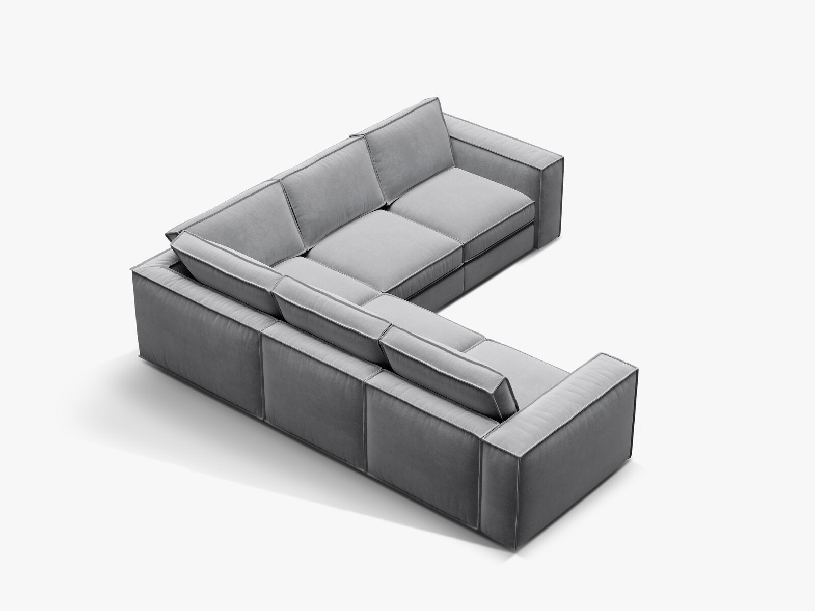 Micadoni symmetrisches modulares Ecksofa Pola 4-Sitzer Grau