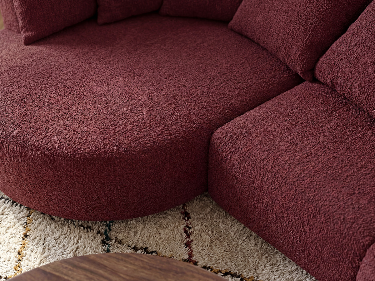 Bobochic Calypso Ecksofa Bouclé-Stoff Bordeaux Ecke links