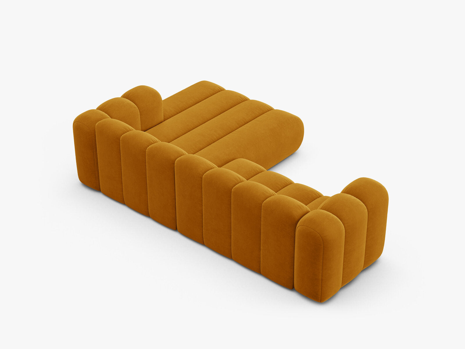 Micadoni Modulares Ecksofa Lupine 4-Sitzer mittelgroß Rechts Samt Salvador Gelb