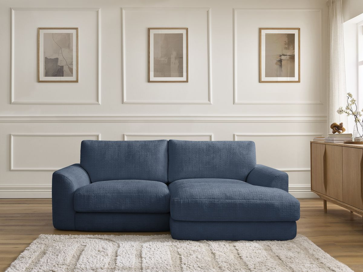 Bobochic Leonore Ecksofa Strukturstoff Dunkelblau Ecke rechts