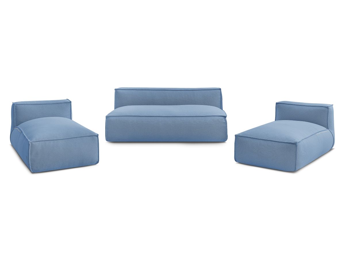 Bobochic Biarritz Gartensofa 4-Sitzer Melange-Stoff Blau