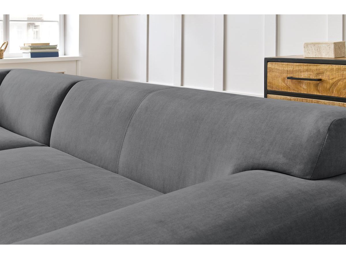 Bobochic Lavena Ecksofa 312 × 220 cm Samt Dunkelgrau Ecke links