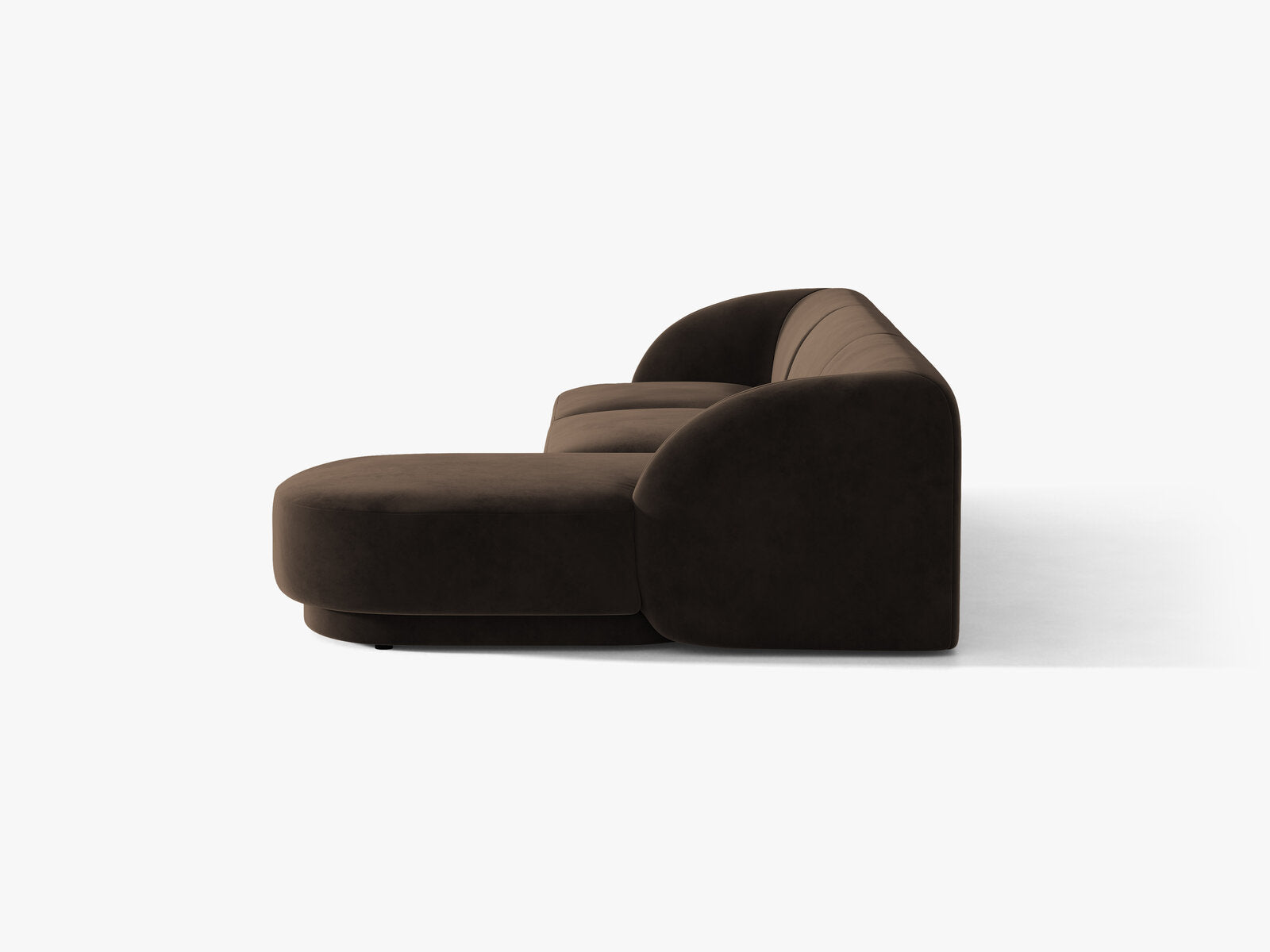Micadoni Ecksofa Miley 4-Sitzer Rechts Samt Bluvel Dunkelbraun