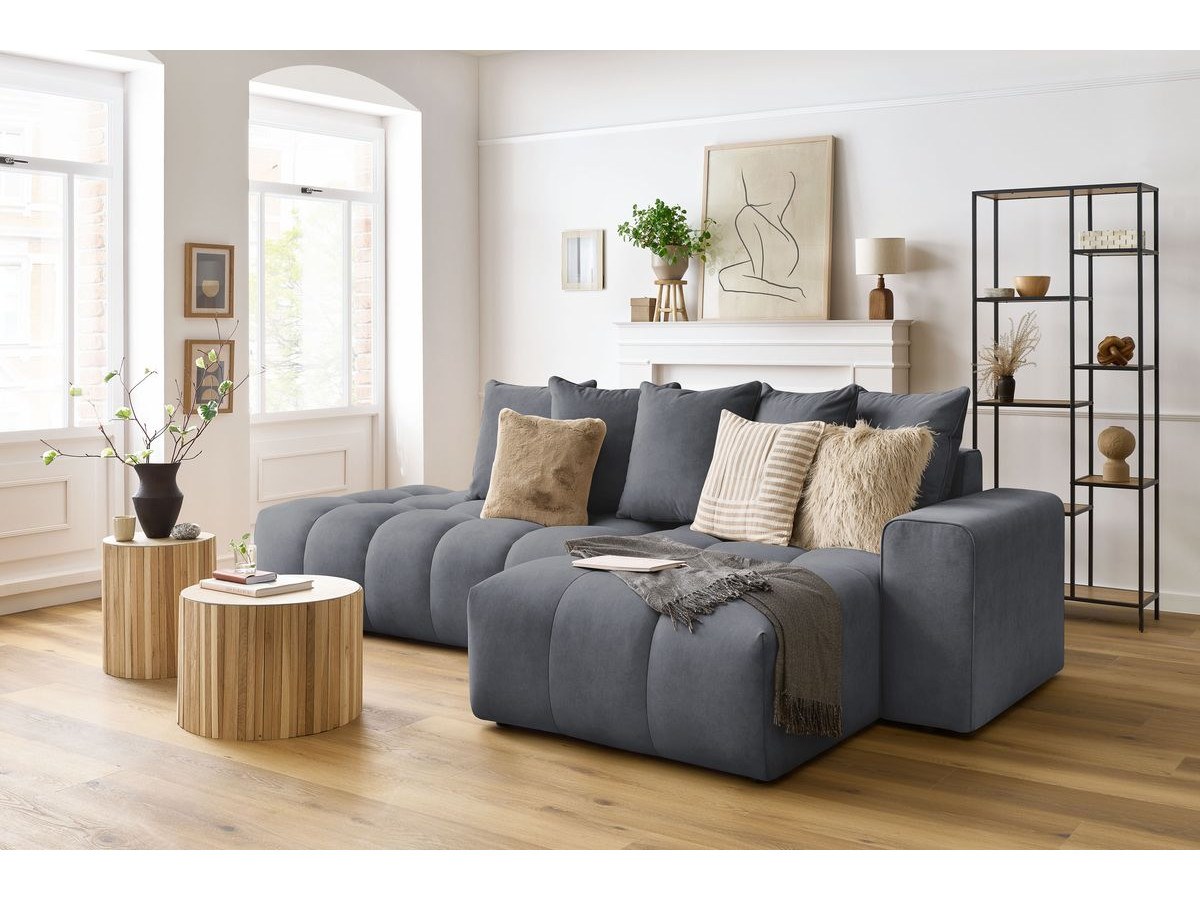 Bobochic Mont-blanc Ecksofa Samt Dunkelgrau Ecke rechts