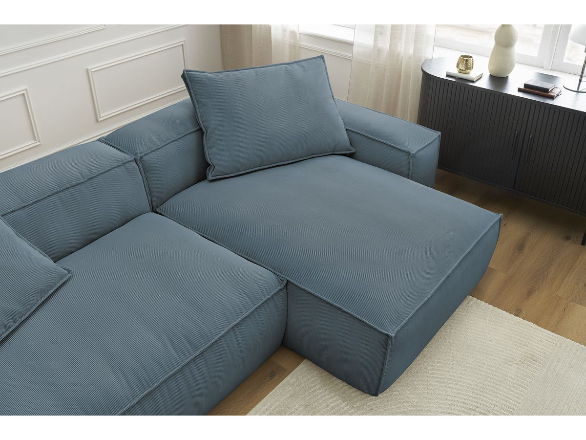 Bobochic Boheme Ecksofa, 3 Kissen Cordsamt Blau