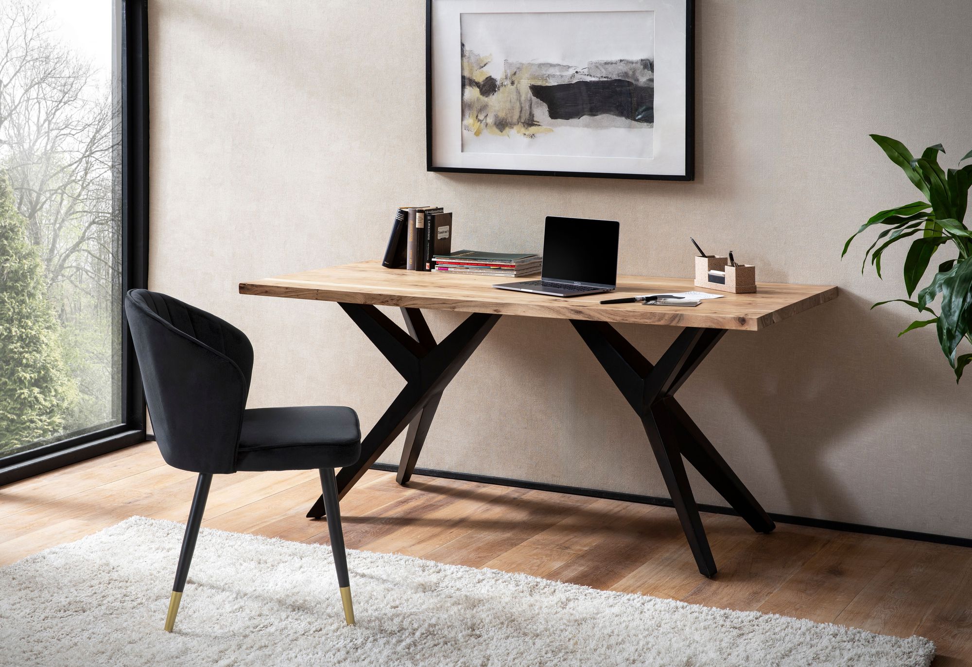 Schreibtisch Kolsvik Akazie Massivholz 200 × 100 × 76 cm