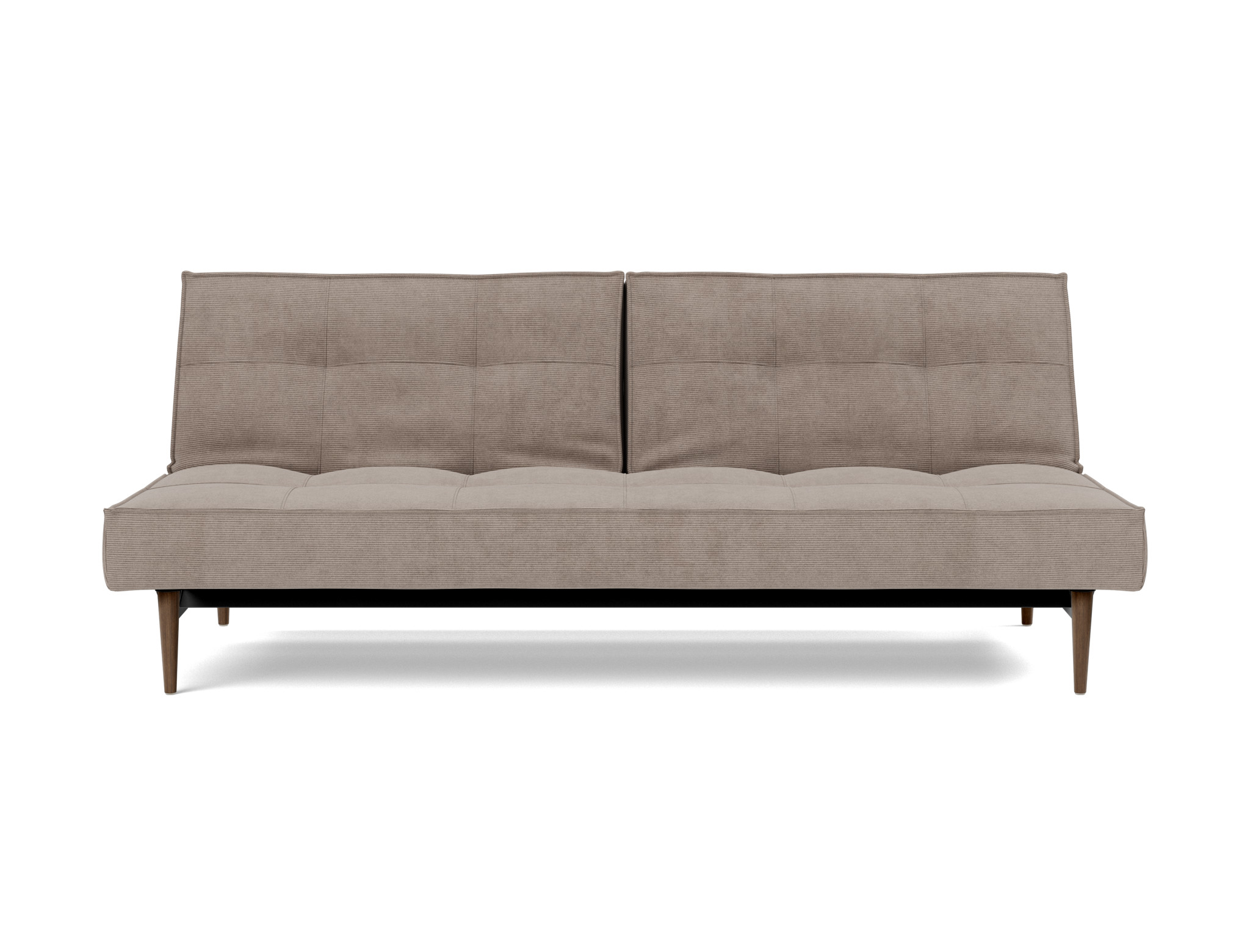 Schlafsofa Splitback Kord Cordufine 318-Beige Beine Styletto Eiche dunkel