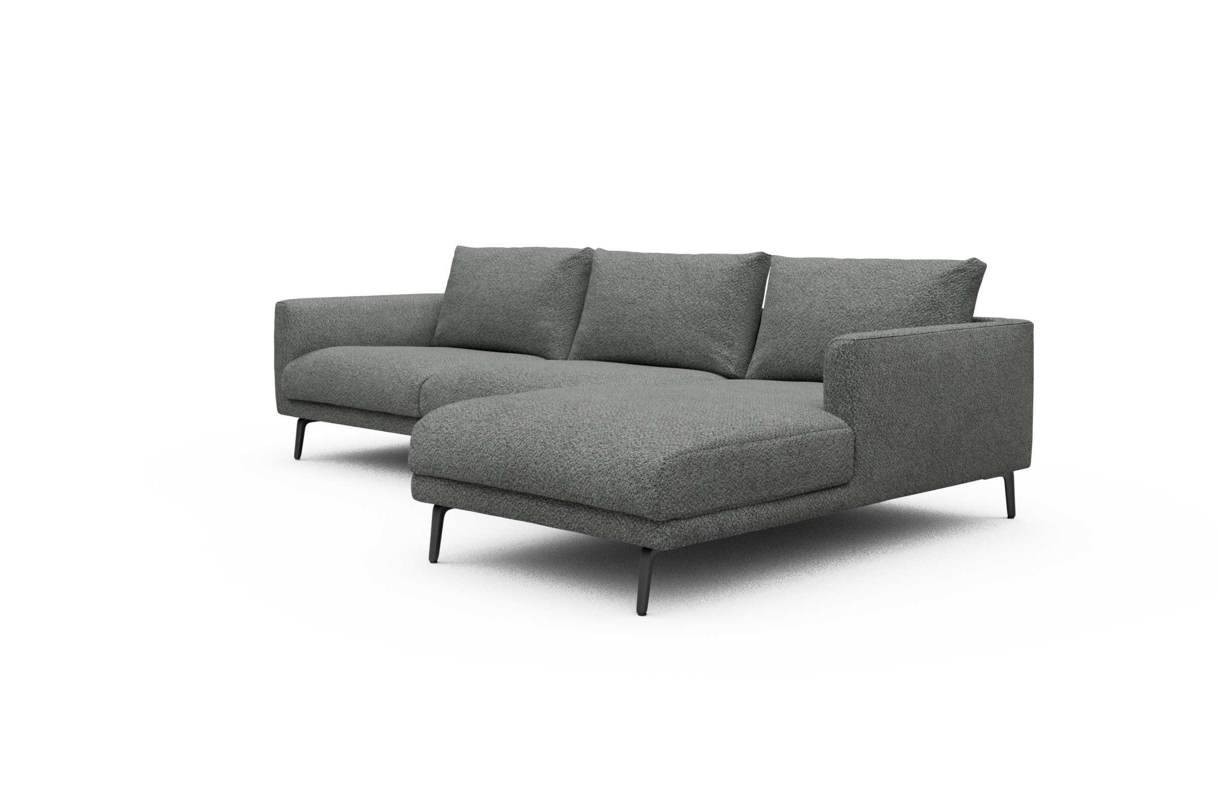Ecksofa Karl Chaiselongue rechts mit 2,5-Sitzer Vanora-Warm-Grey