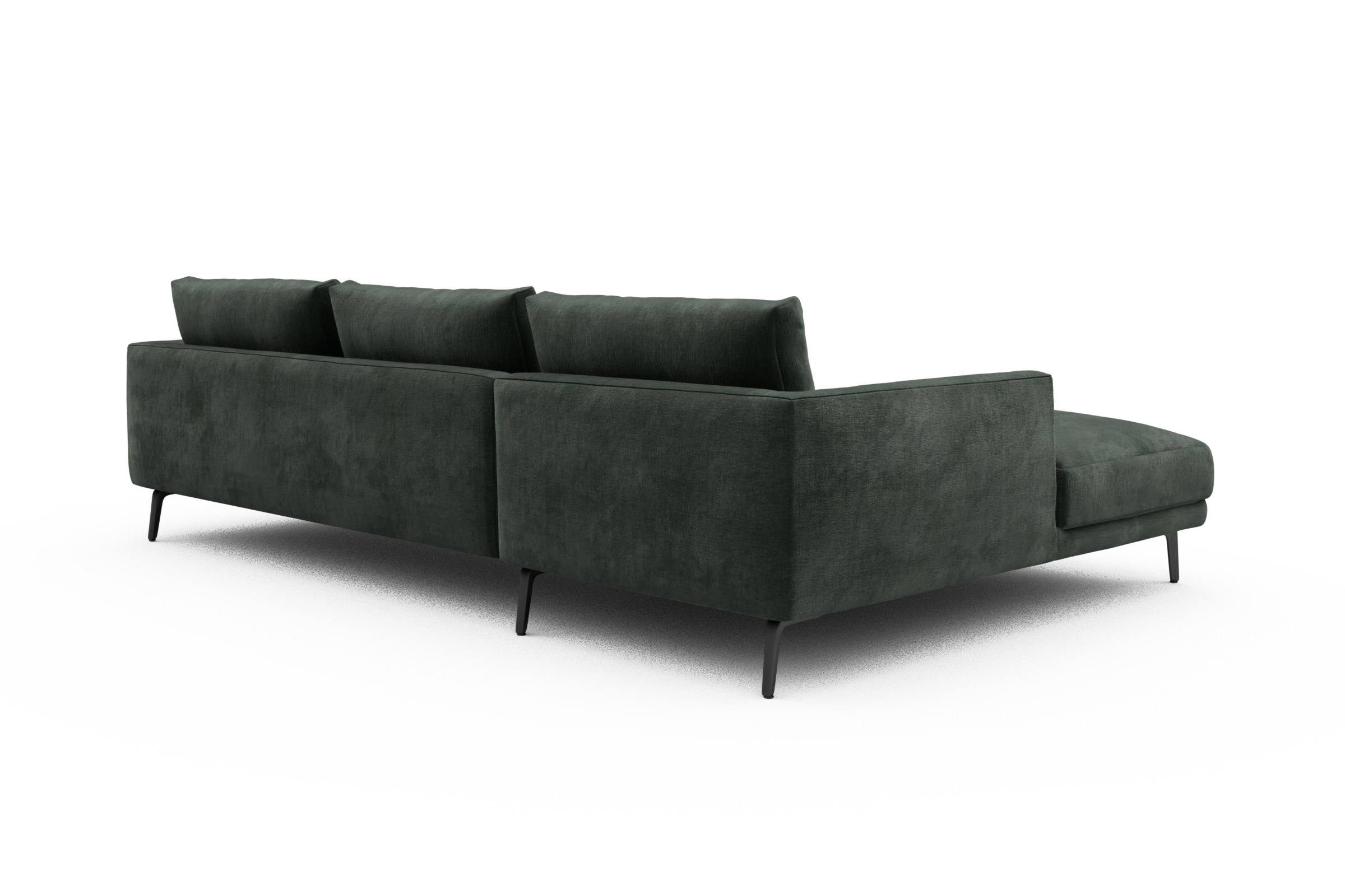 Ecksofa Karl Chaiselongue links mit 2,5-Sitzer Smooth-Laurel-Green