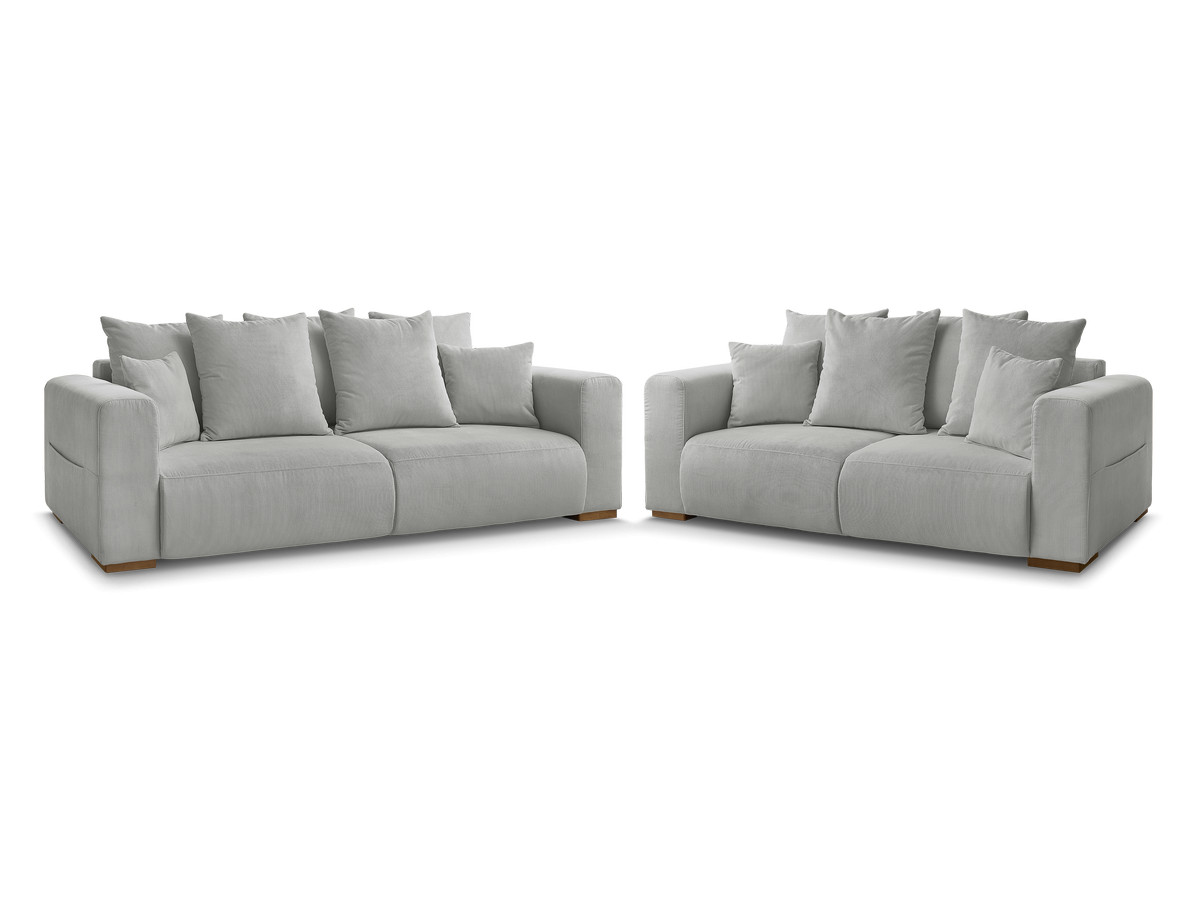 Bobochic Sidonie Sofa 5-Sitzer Cordsamt Hellgrau
