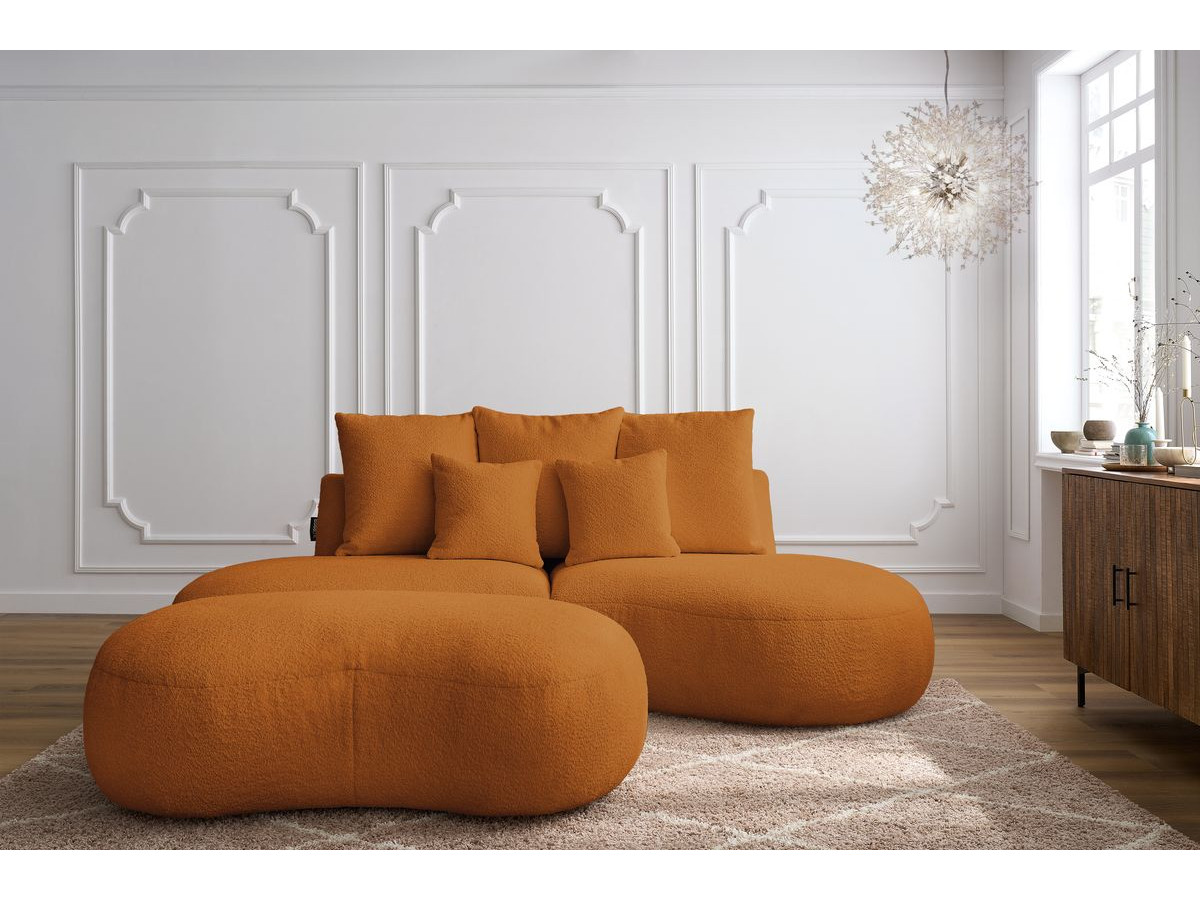 Bobochic Saint-germain Sofa 5-Sitzer mit Pouf Bouclé-Stoff Gelb