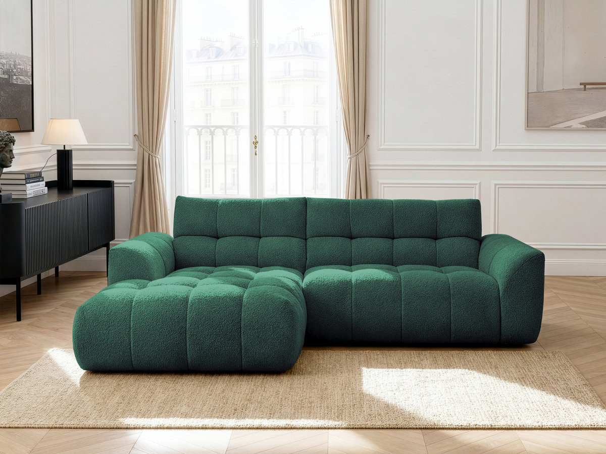 Bobochic Jaya Ecksofa Chenille Dunkelgrün Ecke links