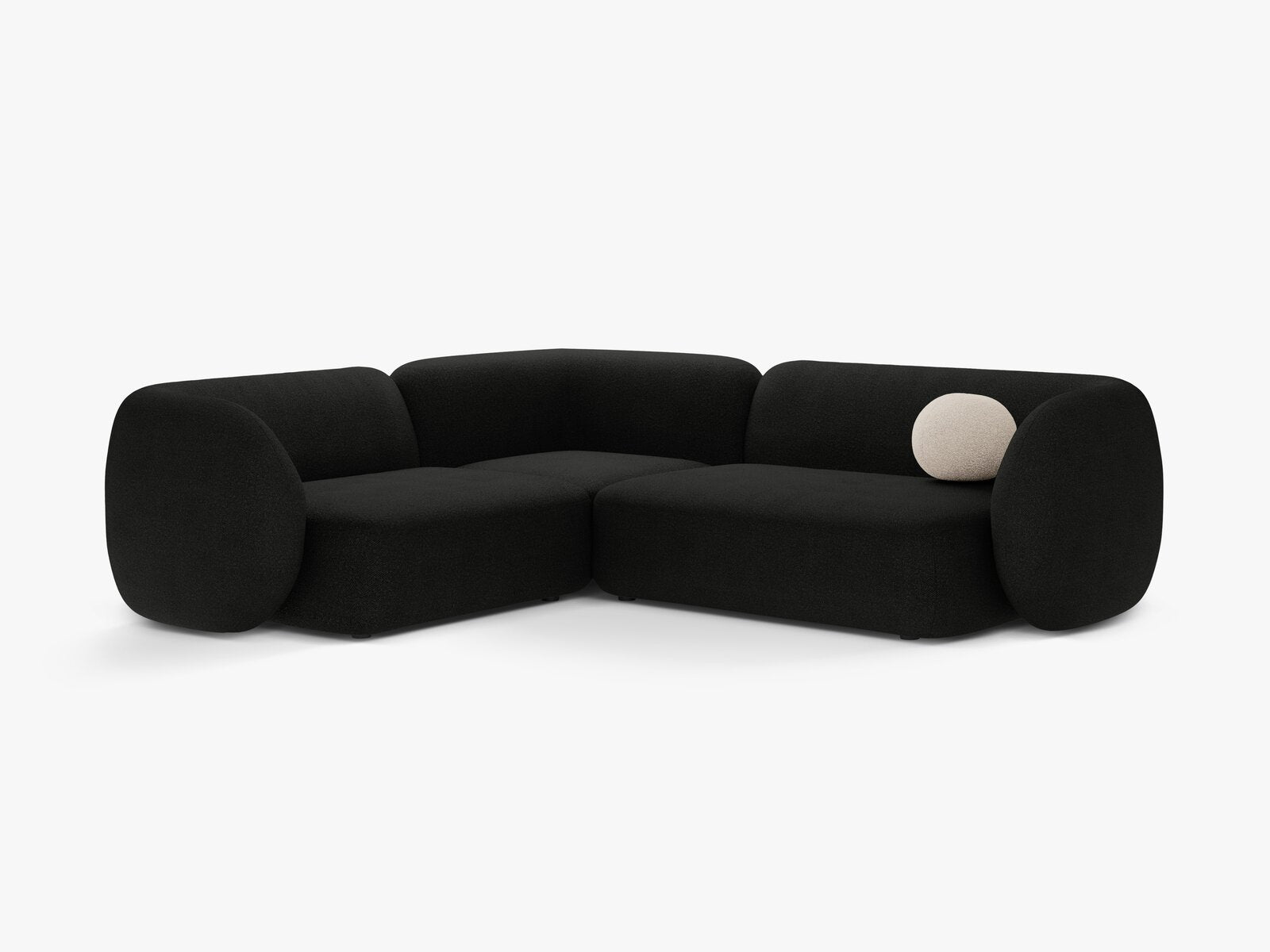 Micadoni Ecksofa Kate 4-Sitzer Links Boucle Schwarz