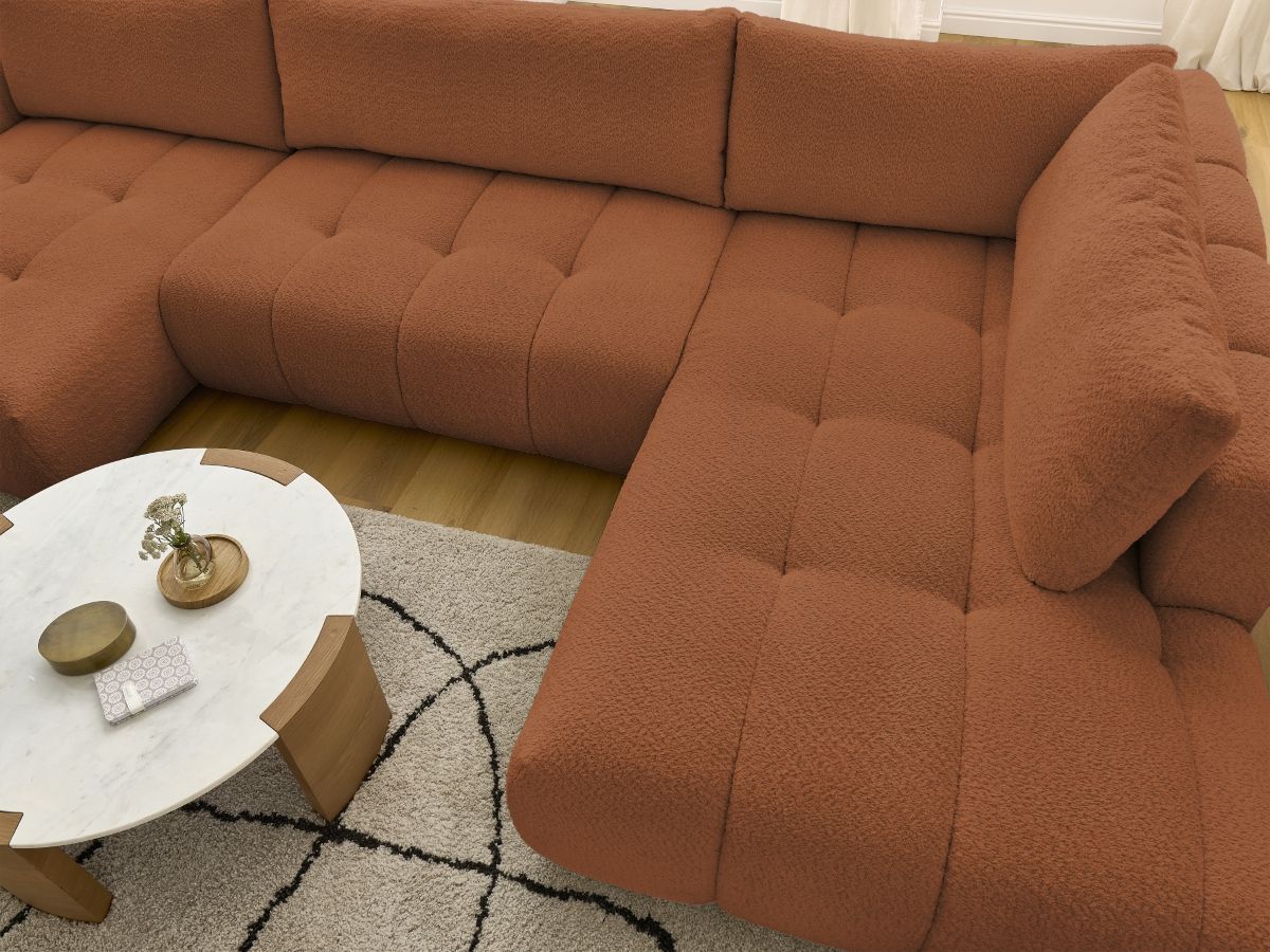 Bobochic Fuji Wohnlandschaft Bouclé-Stoff Orange Ecke links