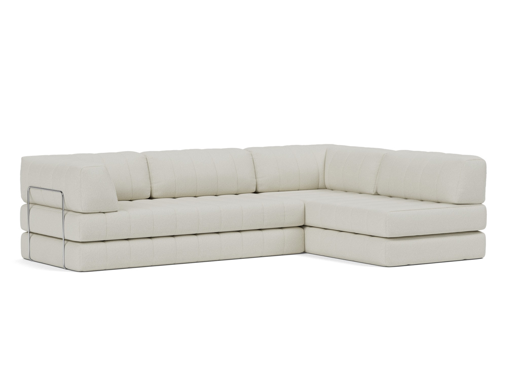 Eck-Schlafsofa CozyPad L-Form mit Armlehne Flachgewebe Mixed Dance 527-Natural