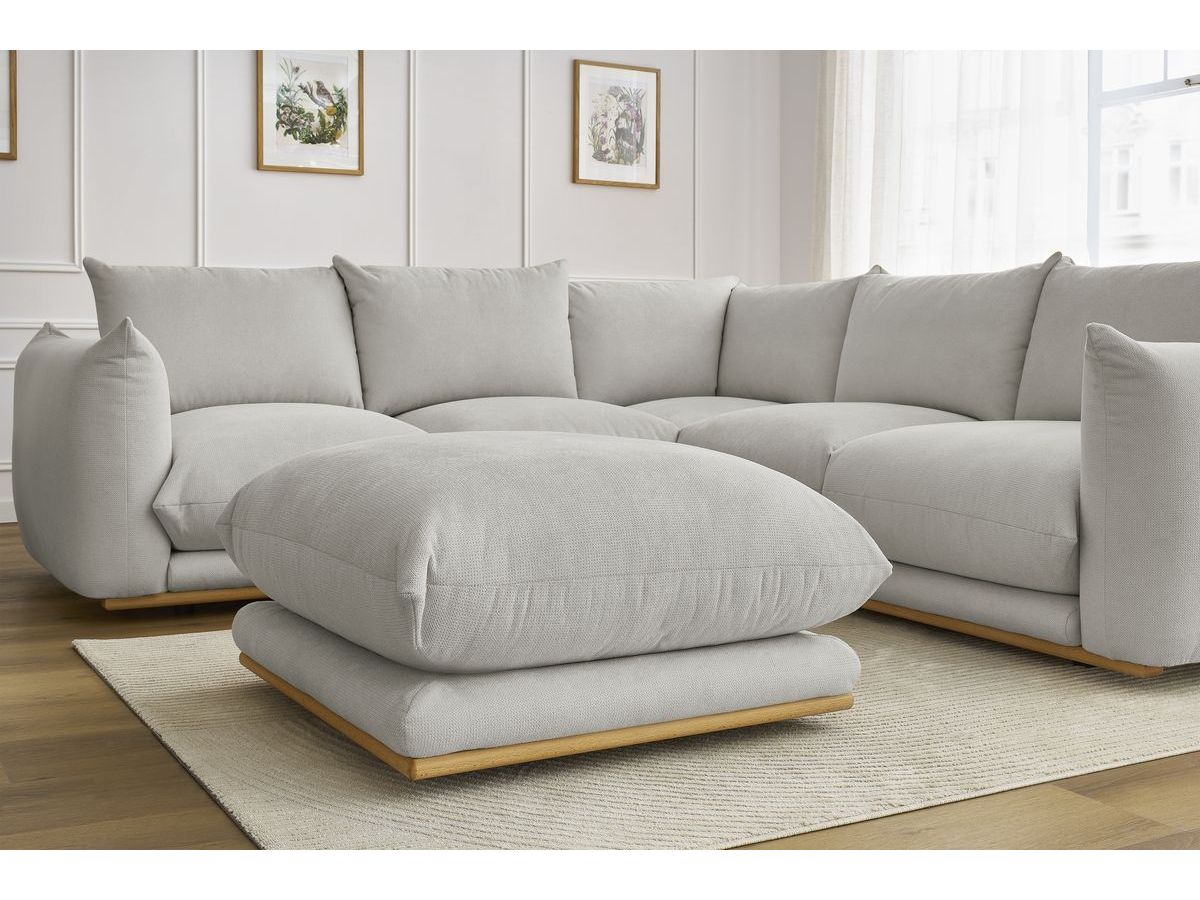 Bobochic Ernest Ecksofa mit Pouf Stoff Hellgrau
