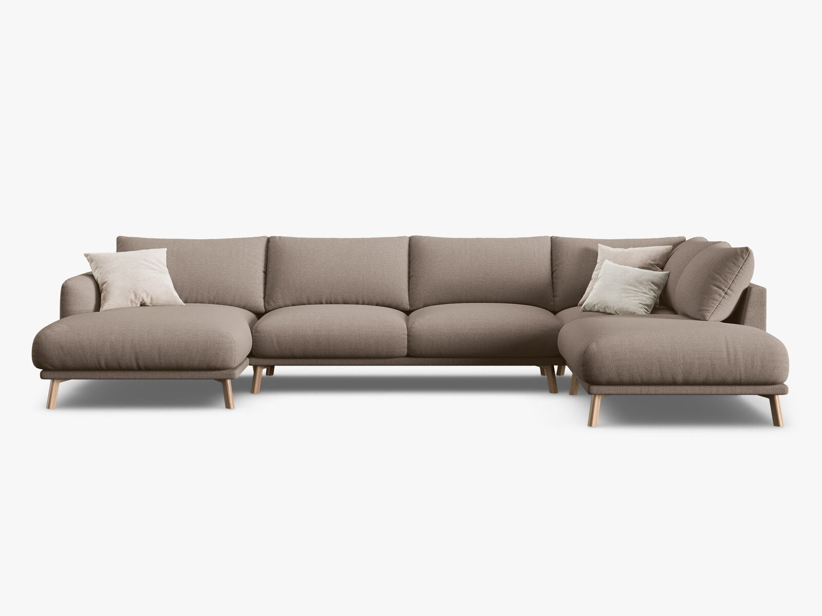 Micadoni Panorama Ecksofa Naomi 6-Sitzer Rechts Strukturierter Stoff Liberty Cappuccino