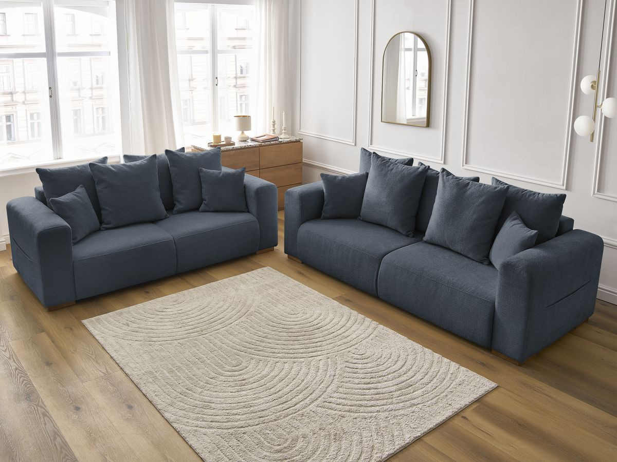 Bobochic Sidonie Sofa 5-Sitzer Melange-Stoff Dunkelblau