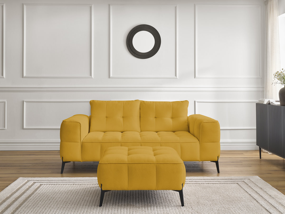 Bobochic Anis Sofa 2-Sitzer mit Pouf Strukturstoff Gelb