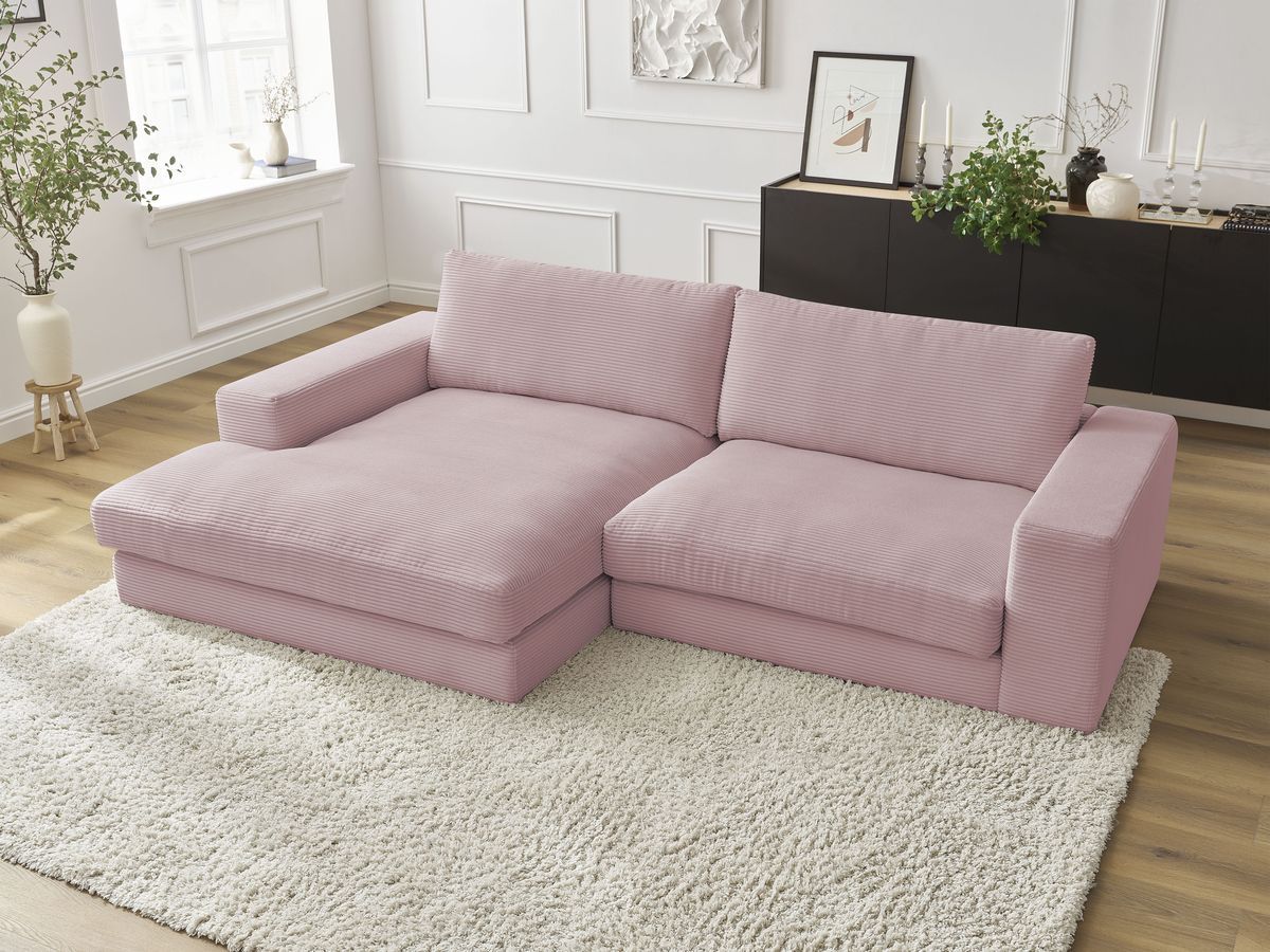 Bobochic Leonard Ecksofa 234 × 159 cm Cordsamt Violett Ecke links