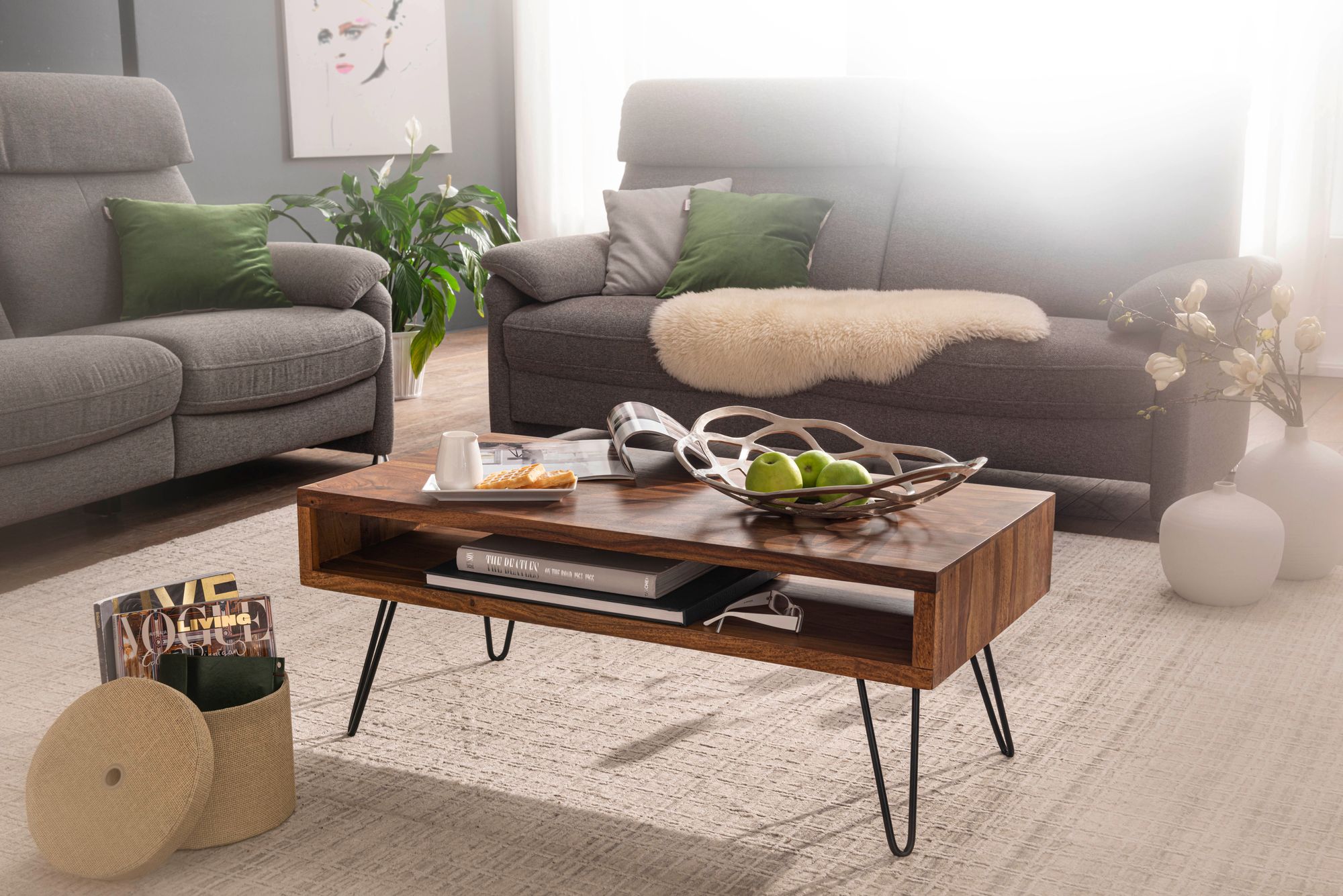Couchtisch Vestby Massivholz Dunkelbraun 100 × 50 × 40 cm