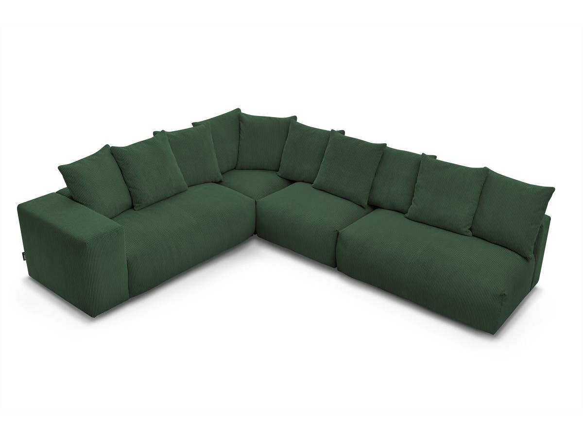 Bobochic Voltaire Ecksofa 322 × 268 cm Cordsamt Grün Ecke links