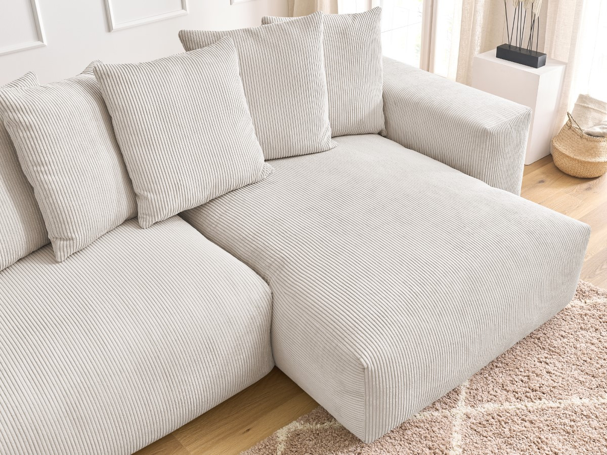 Bobochic Voltaire Ecksofa 310 × 174 cm Cordsamt Beige