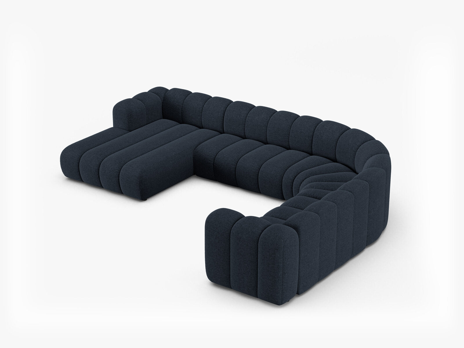 Micadoni Modulares Panorama Ecksofa Lupine 6-Sitzer Rechts Chenille Eden Marineblau