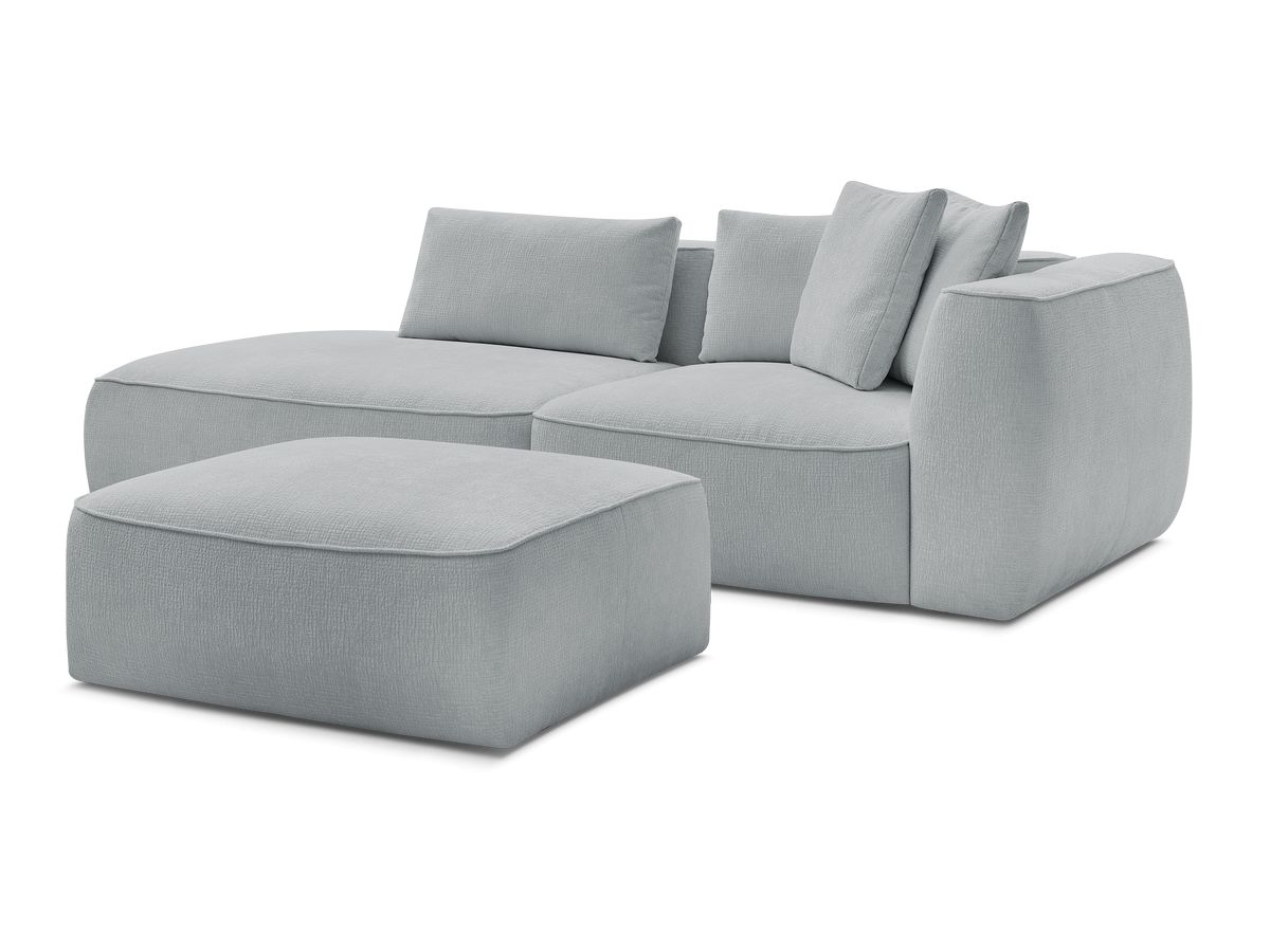 Bobochic Leopold Sofa 4-Sitzer mit Pouf Strukturstoff Hellgrau Armlehne rechts