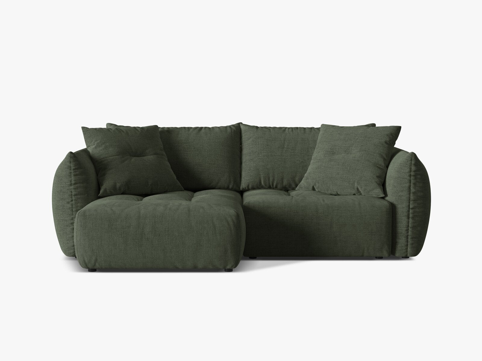 Micadoni Bloom Ecksofa 3-Sitzer mit Schlaffunktion Links Strukturierter Stoff Wind Moosgrün
