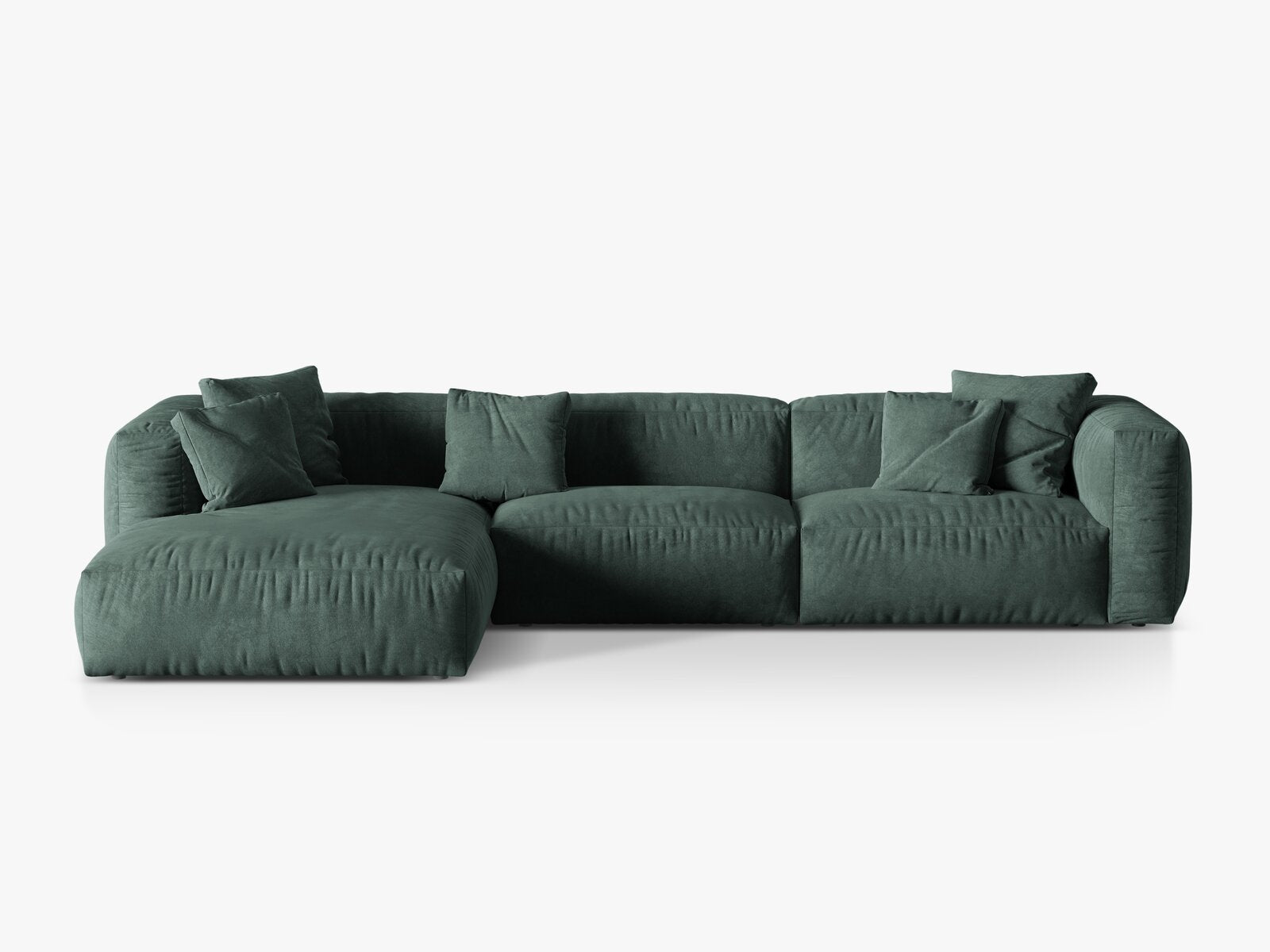 Micadoni Ecksofa Martina 3-Sitzer Links Samt Vogue Petrol