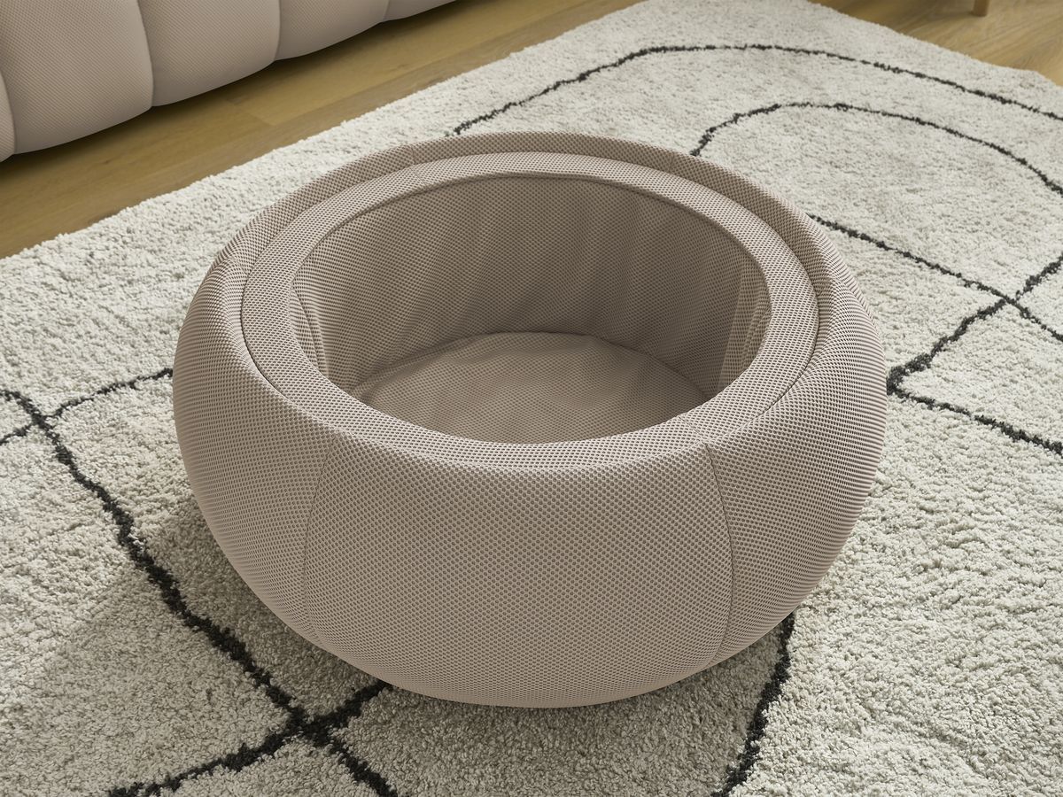 Bobochic Hayden Sofa 3-Sitzer mit Pouf 256 × 107 cm Mesh-Stoff Taupe